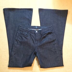 7 For All Mankind Lexie Dark Denim Flare Jeans Petite Size 26